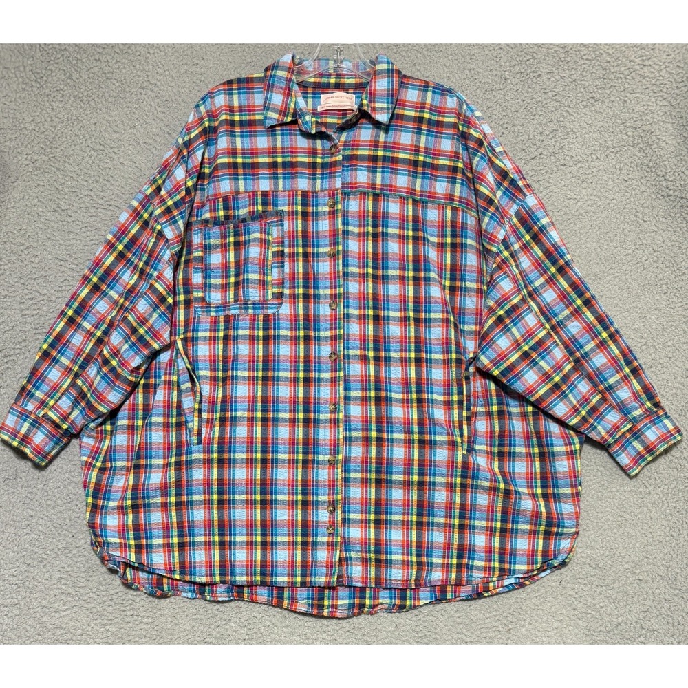 Urban Outfitters Bryce Seersucker Long Sleeve Pockets Oversized Tunic Size Small